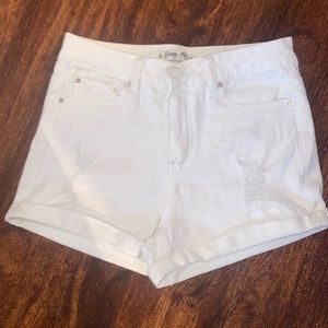 White jean shorts